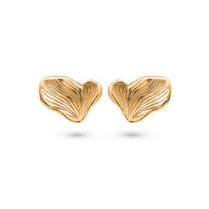 Marea Blatt-Ohrringe aus Gelbgold mit organischer Blattform und fein gravierter Oberfläche im eleganten, natürlichen Design