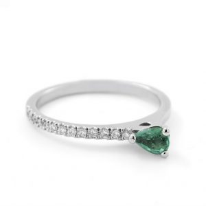 Emerald and Diamond Drop Ring